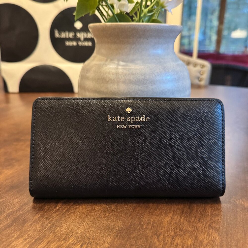NEW Kate Spade New York Staci Large Slim Bifold Wallet - Black